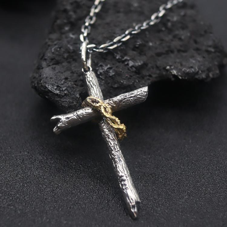 Christianartworkshop 925 Sterling Silver Cross of Thorns Necklace: A Symbol of Faith - 925 Sterling Silver - image 1