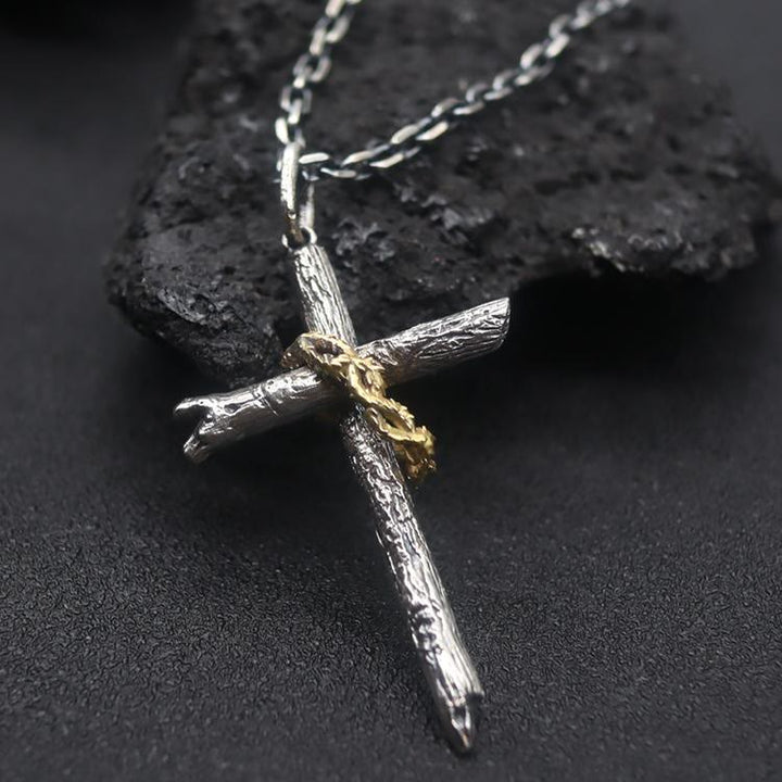 Christianartworkshop 925 Sterling Silver Cross of Thorns Necklace: A Symbol of Faith - 925 Sterling Silver - image 1