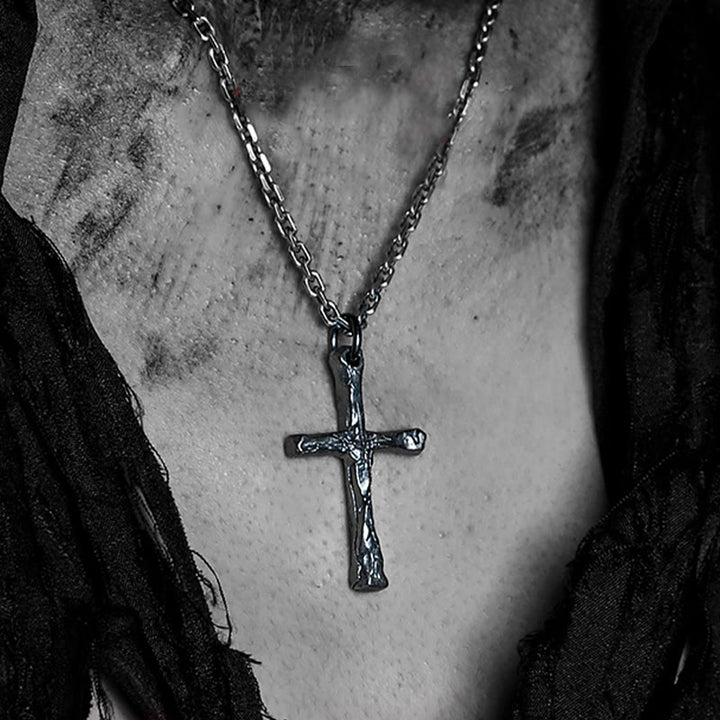 Christianartworkshop 925 Sterling Silver Dark Style Cross Necklace: A Symbol of Faith - image 1