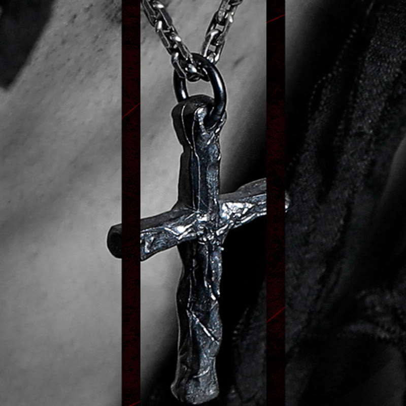 Christianartworkshop 925 Sterling Silver Dark Style Cross Necklace: A Symbol of Faith - image 5