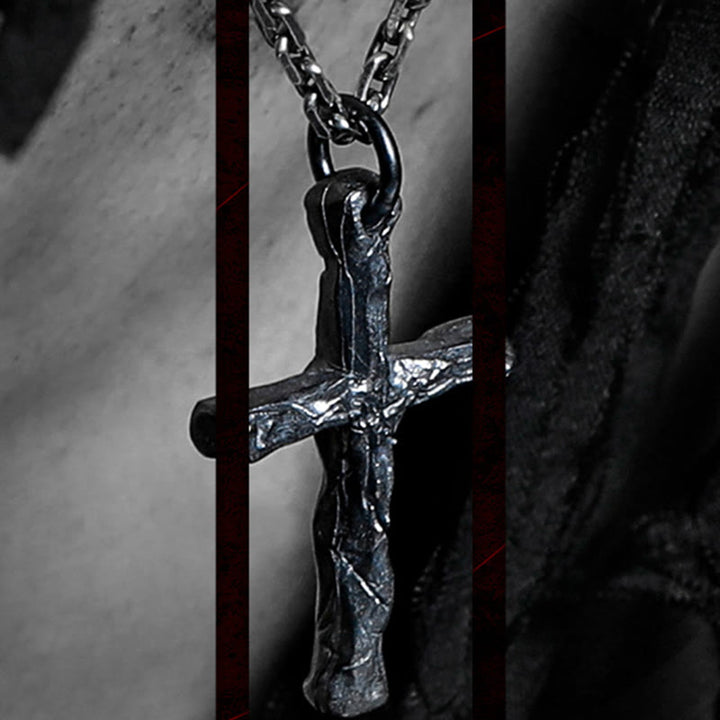 Christianartworkshop 925 Sterling Silver Dark Style Cross Necklace: A Symbol of Faith - image 5