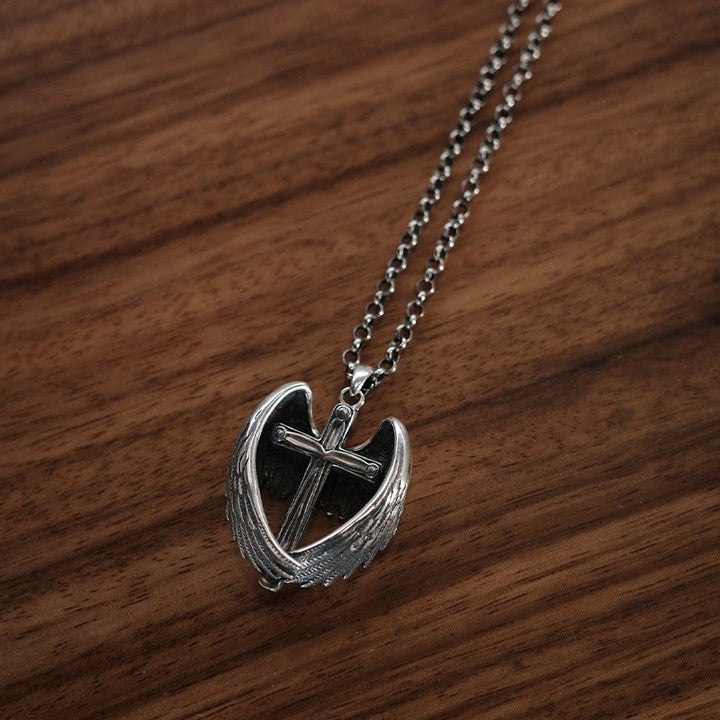 Christianartworkshop 925 Sterling Silver Angel Wings Cross Necklace: Embodying Faith and Celestial Grace - image 5