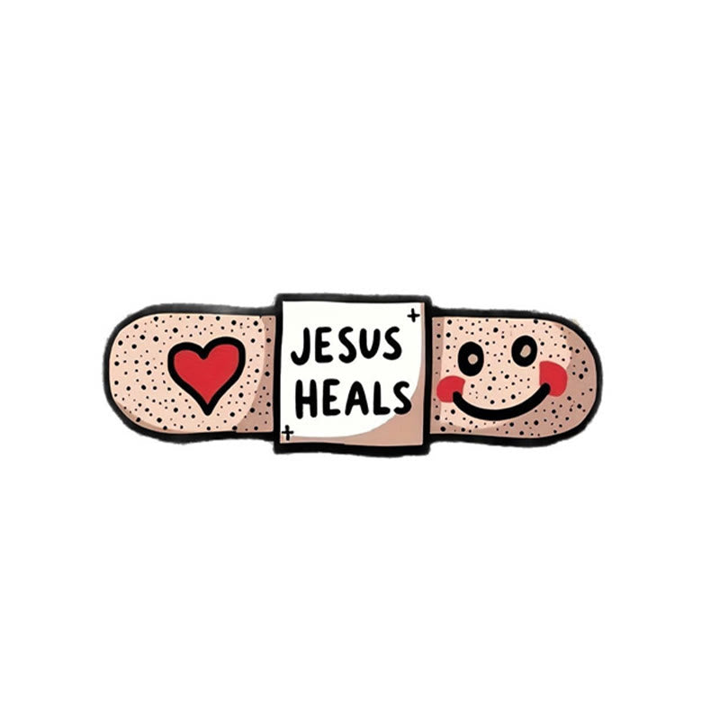 Christianartworkshop "Jesus ​​Heals" Acrylic Heart Band-Aid Brooch: A Symbol of Faith and Comfort - image 2