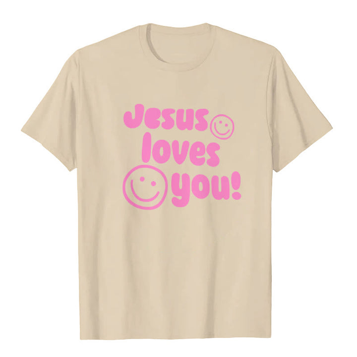 Christianartworkshop Jesus Loves You T-shirt - Beige - 2XL - image 2