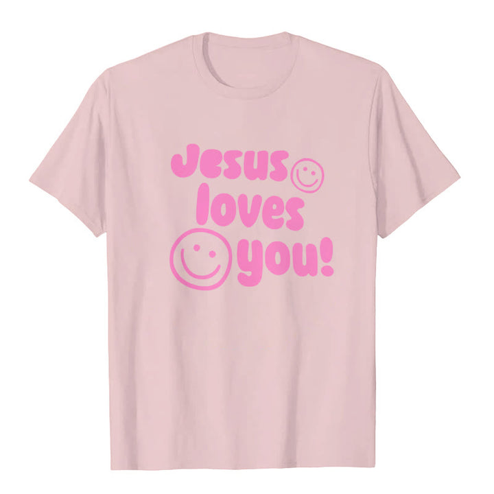 Christianartworkshop Jesus Loves You T-shirt - Pink - 2XL - image 4