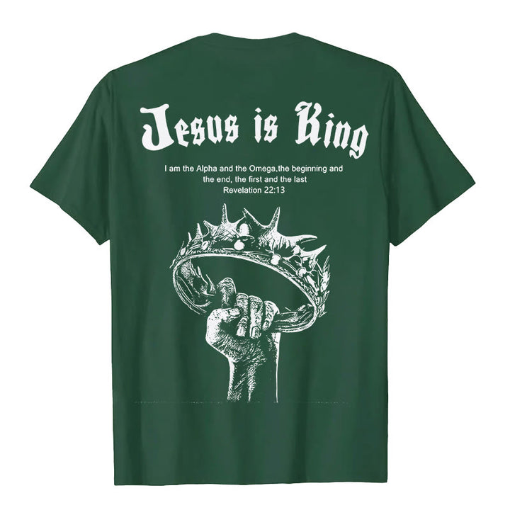 Christianartworkshop Jesus is King T-shirt - Dark Green - 2XL - image 7