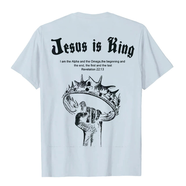 Christianartworkshop Jesus is King T-shirt - Blue - 2XL - image 3