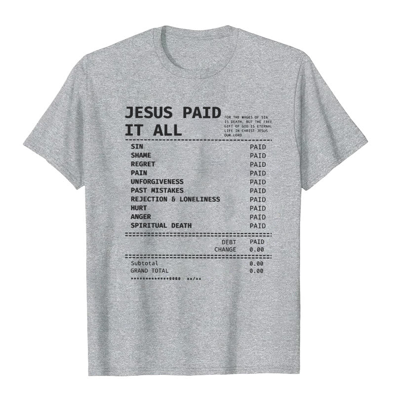 Christianartworkshop Jesus ​​Paid It All T-shirt - Grey - 2XL - image 10