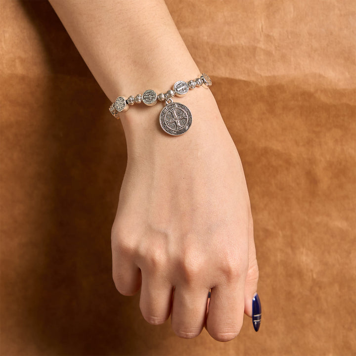 Christianartworkshop St. Benedict Crucifix Rose Bracelet: Timeless Christian Accessory for Daily Faith Expression - image 1