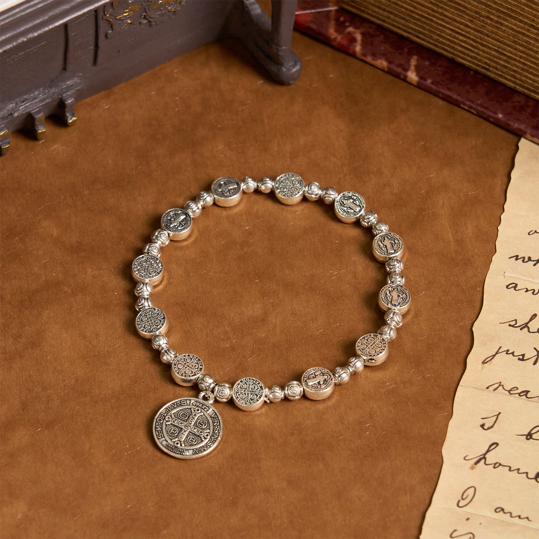 Christianartworkshop St. Benedict Crucifix Rose Bracelet: Timeless Christian Accessory for Daily Faith Expression - Jesus Icon - image 0