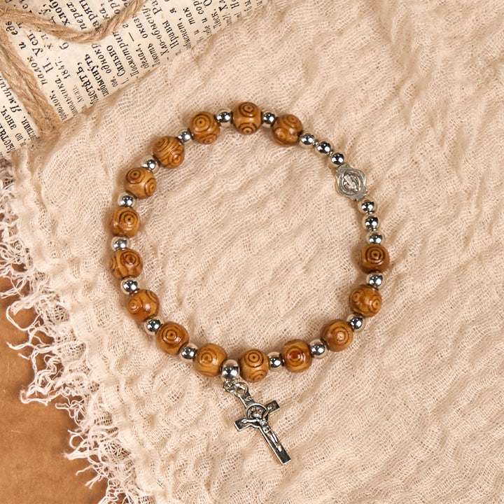 Christianartworkshop Jesus Icon Crucifix Rose Bracelet: Handmade Spiritual Jewelry with Exquisite Craftsmanship - image 2