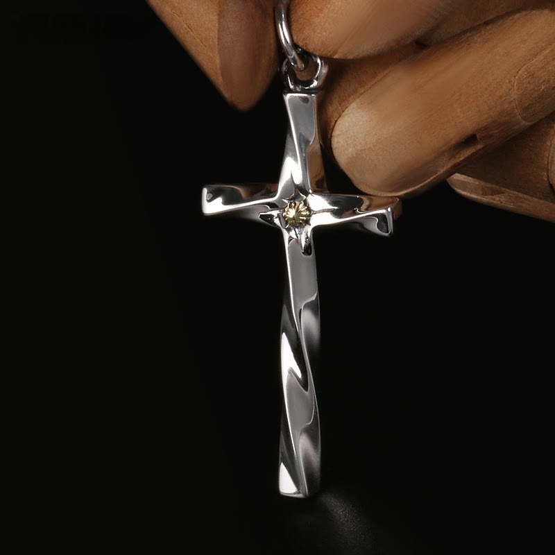 Christianartworkshop 925 Sterling Silver Modern & Minimalist Cross Necklace: Elegant Blend of Faith and Fashion - 925 Sterling Silver - image 0