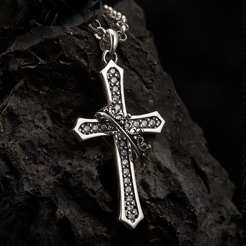 Christianartworkshop 925 Sterling Silver Cross & Crown Necklace: A Blend of Divinity and Royalty - image 6
