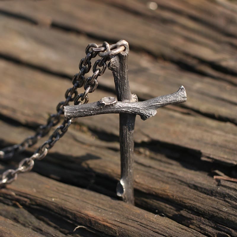 Christianartworkshop 925 Sterling Silver Modern & Minimalist  Cross Necklace: A Tribute to Raw Faith - image 1