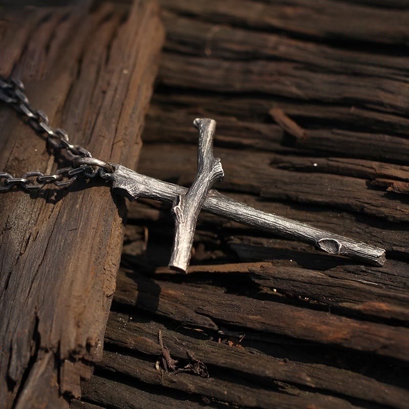 Christianartworkshop 925 Sterling Silver Modern & Minimalist  Cross Necklace: A Tribute to Raw Faith - image 2