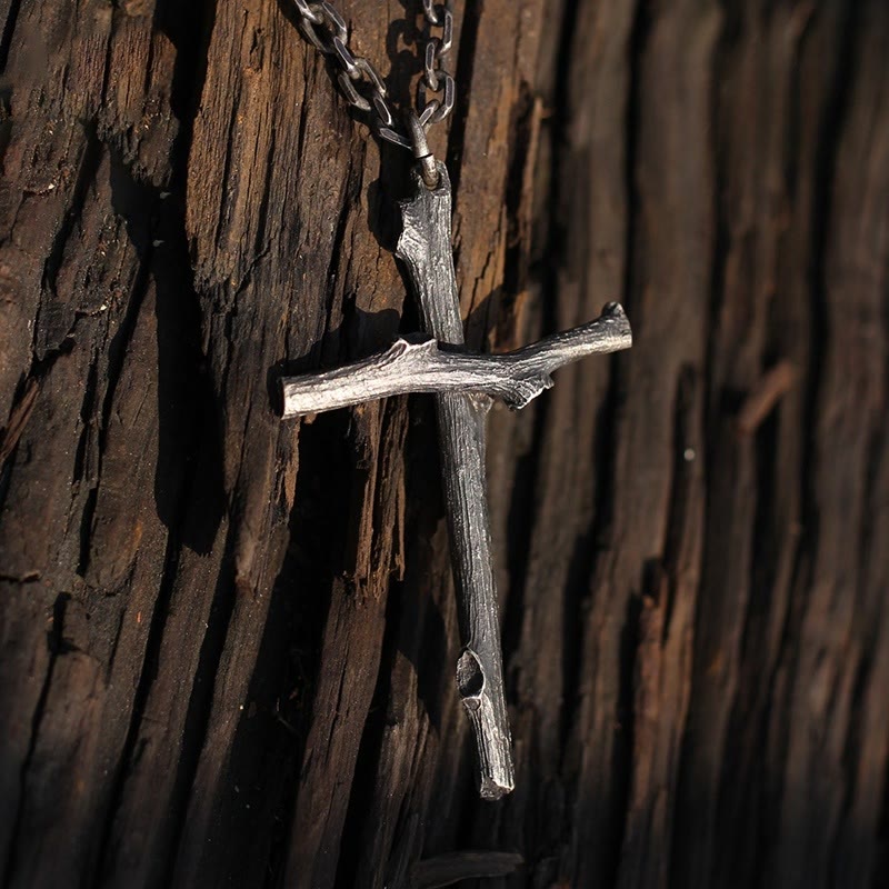 Christianartworkshop 925 Sterling Silver Modern & Minimalist  Cross Necklace: A Tribute to Raw Faith - image 4