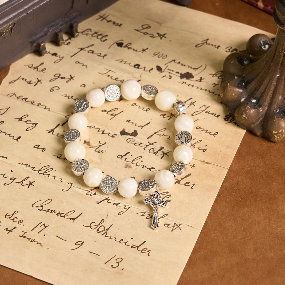 Christianartworkshop White Beads Crucifix Bracelet: A Stylish Token of Devotion - image 3
