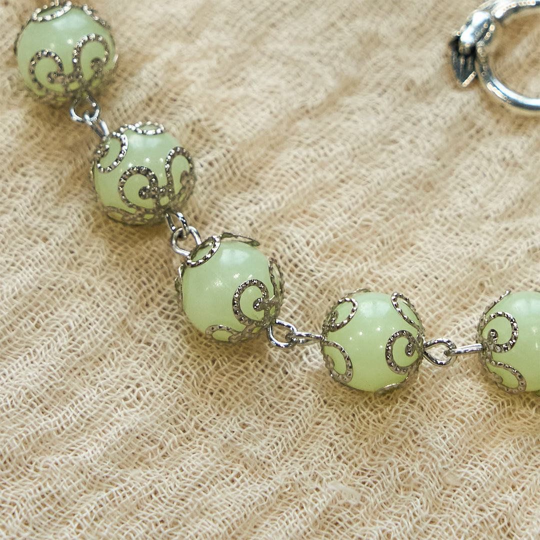 Christianartworkshop Green Beads Crucifix Rose Luminous Bracelet: Dreamy Light of Faith - image 4
