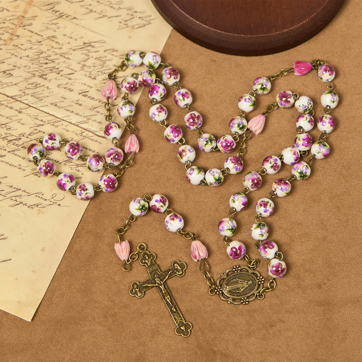 Christianartworkshop PRAYERFUL FAITH: Handmade Flower Resin Beads Rosary with Gift Card - image 5