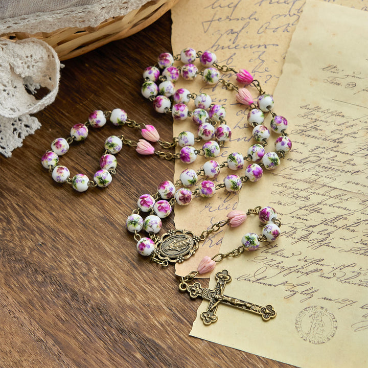 Christianartworkshop PRAYERFUL FAITH: Handmade Flower Resin Beads Rosary with Gift Card - image 6