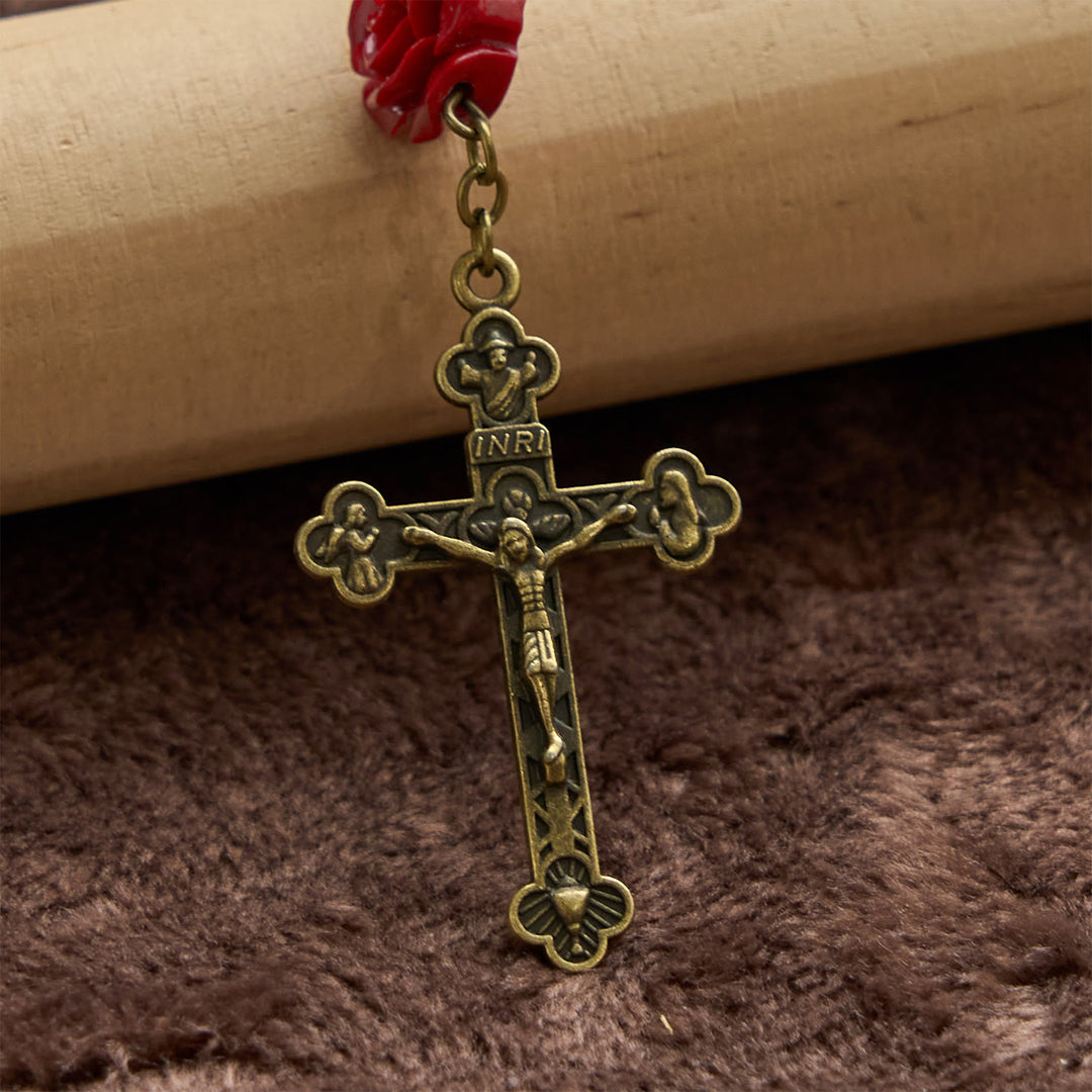 Christianartworkshop PRAYERFUL FAITH:Handmade Rose Cinnabar Beads Rosary with Gift Card - image 9