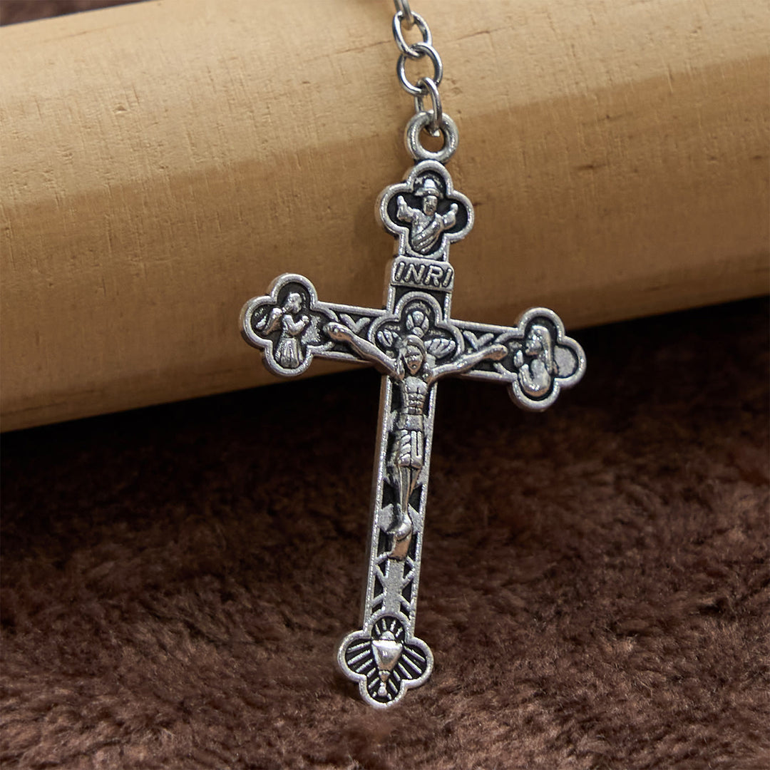 Christianartworkshop Miraculous Medal & Crucifix of 8mm Ceramics Beads Handmade Rosary
