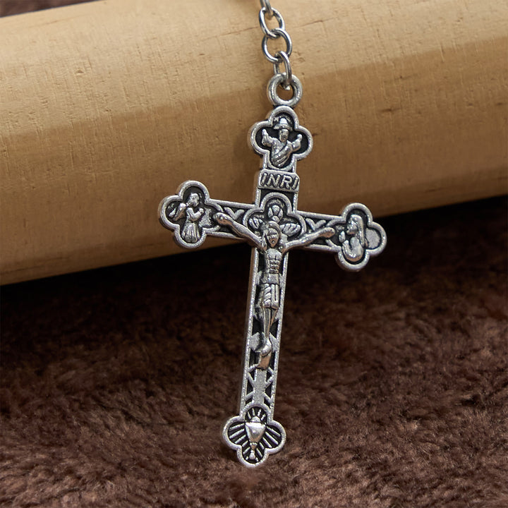 Christianartworkshop Miraculous Medal & Crucifix of 8mm Ceramics Beads Handmade Rosary