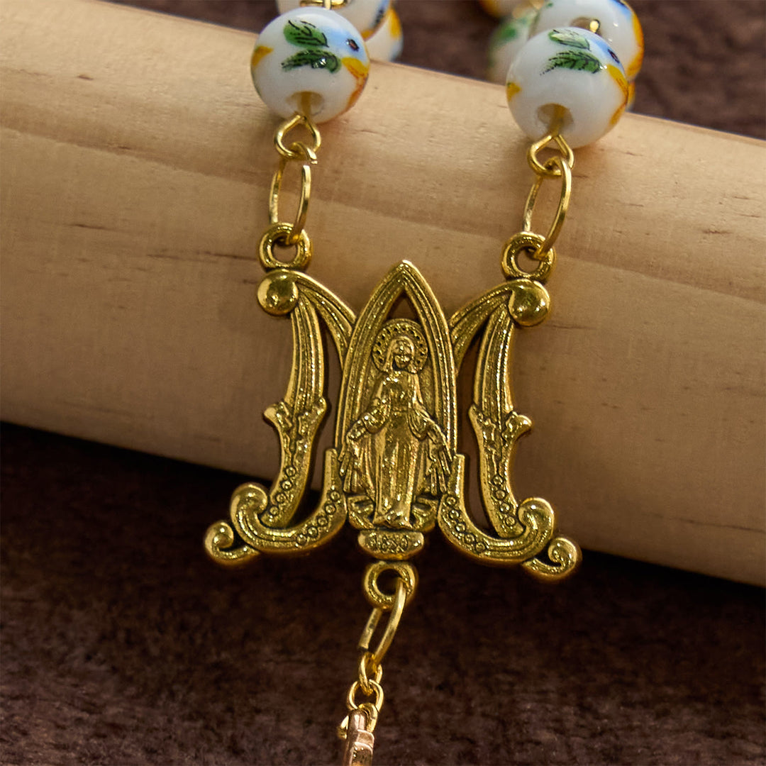 Christianartworkshop Handmade Sunflower-Inspired Rosary: A Divine Creation with Yellow Floral Beads - image 6