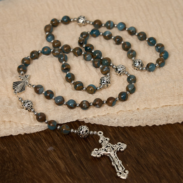 Christianartworkshop Divine - Inspired Lake - Blue Cloisonné Rosary: A Christian's Spiritual Anchor