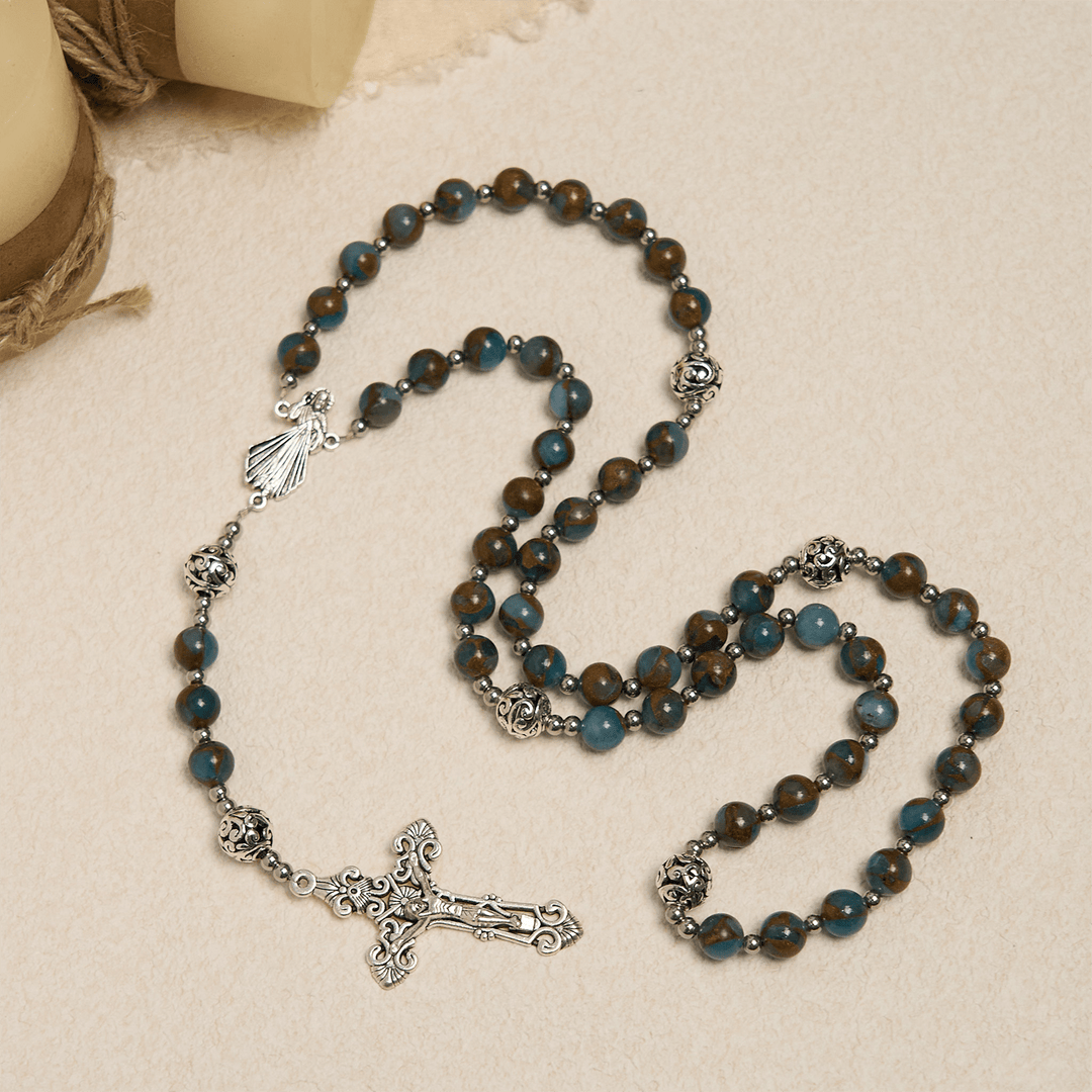 Christianartworkshop Divine - Inspired Lake - Blue Cloisonné Rosary: A Christian's Spiritual Anchor