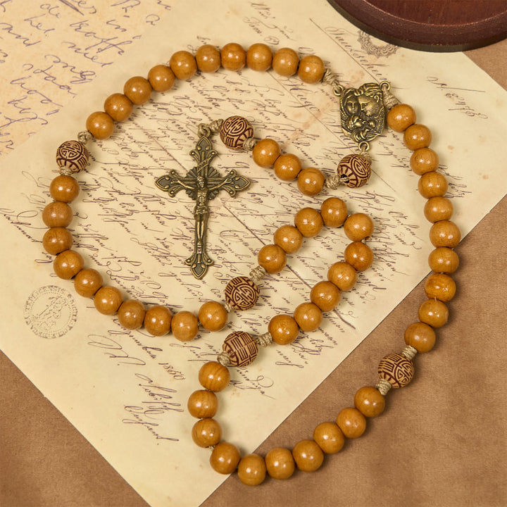 Christianartworkshop Holy Family & Crucifix of 10mm Olive Wood Bead Handmade Rosary for Holy Prayer - Holy Family & Crucifx - image 1