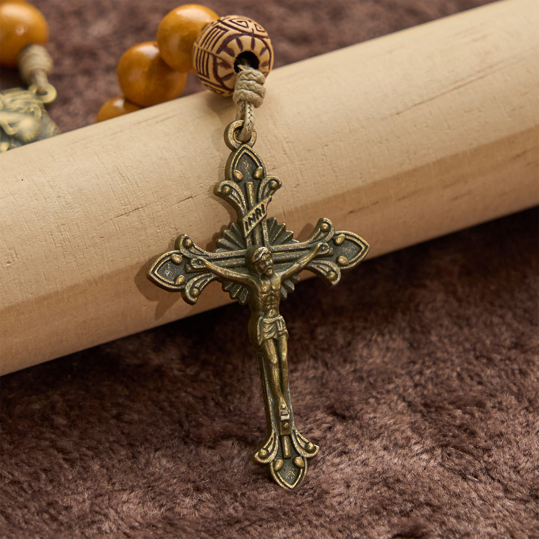 Christianartworkshop Holy Family & Crucifix of 10mm Olive Wood Bead Handmade Rosary for Holy Prayer - image 7
