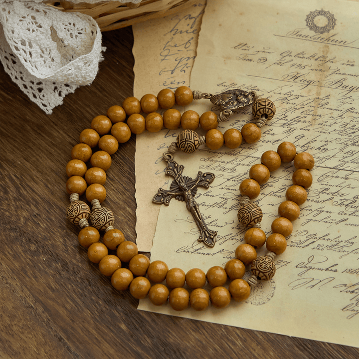 Christianartworkshop Holy Family & Crucifix of 10mm Olive Wood Bead Handmade Rosary for Holy Prayer - image 3