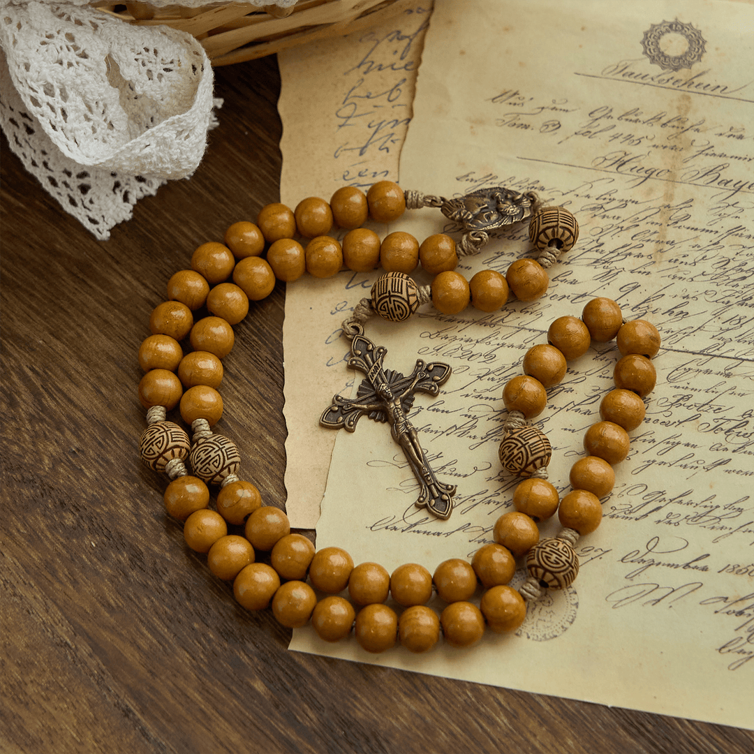 Christianartworkshop Holy Family & Crucifix of 10mm Olive Wood Bead Handmade Rosary for Holy Prayer - image 4