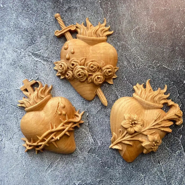Christianartworkshop Sacred Heart Pendant Hand-carved From Wood - image 5