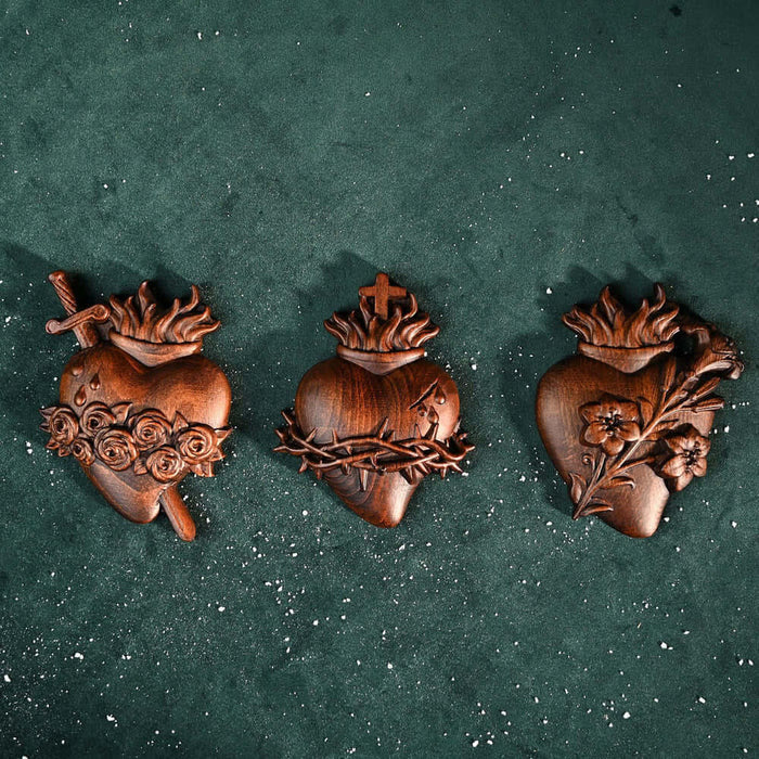 Christianartworkshop Sacred Heart Pendant Hand-carved From Wood - image 9