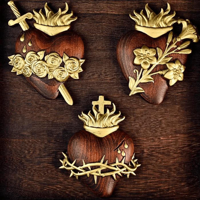 Christianartworkshop Sacred Heart Pendant Hand-carved From Wood - image 1