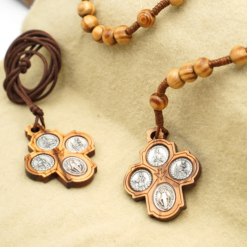 Christianartworkshop 5 in 1 Olive Wood Carmelite Cross Necklace - image 2