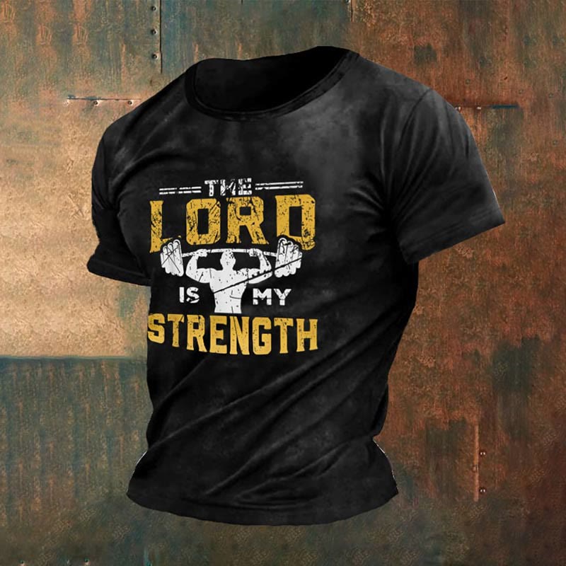 Christianartworkshop Men's Retro Gym And Faith Print Casual Round Neck T-Shirt - Black - 2XL - image 0