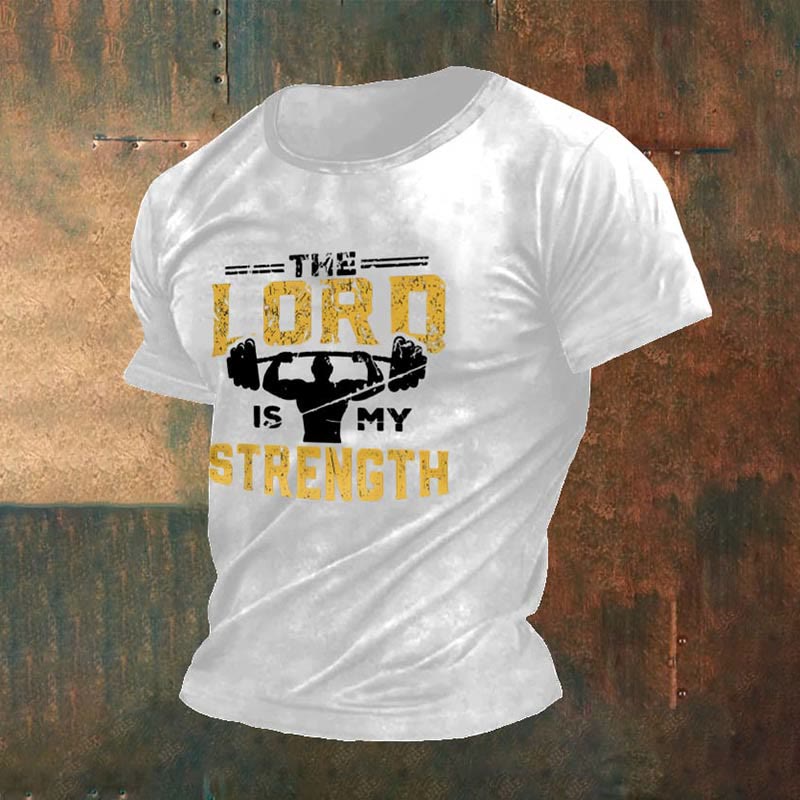 Christianartworkshop Men's Retro Gym And Faith Print Casual Round Neck T-Shirt
