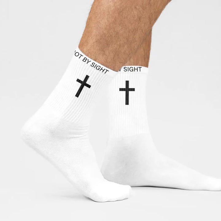 Christianartworkshop Christian Faith Cotton Socks — WALK BY FAITH, NOT BY SIGHT - image 1