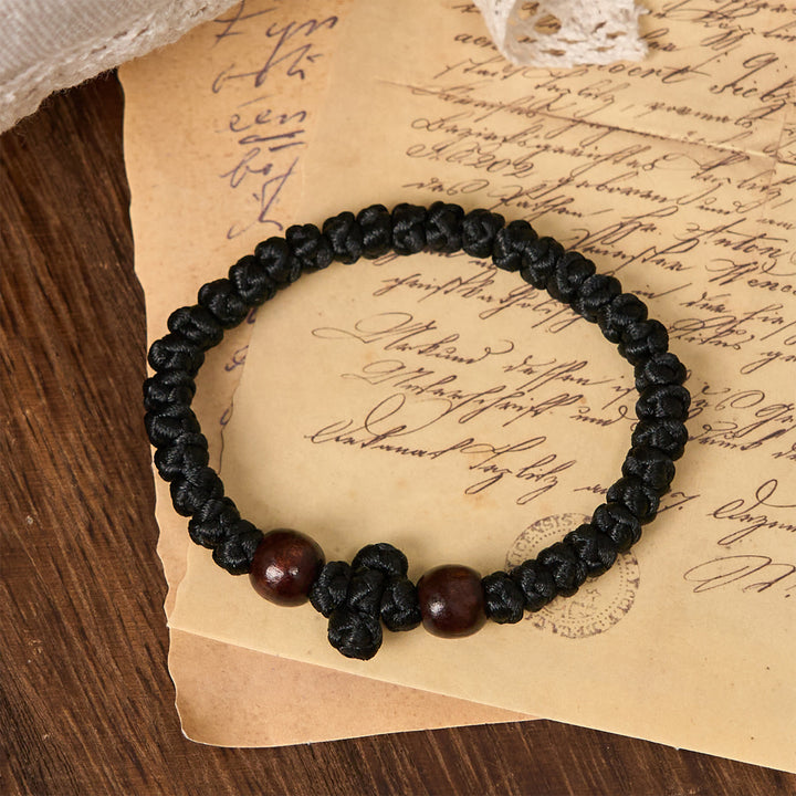 Christianartworkshop Blue & Black Cross - Knot String Bracelet: A Token of Faith - Black - image 1