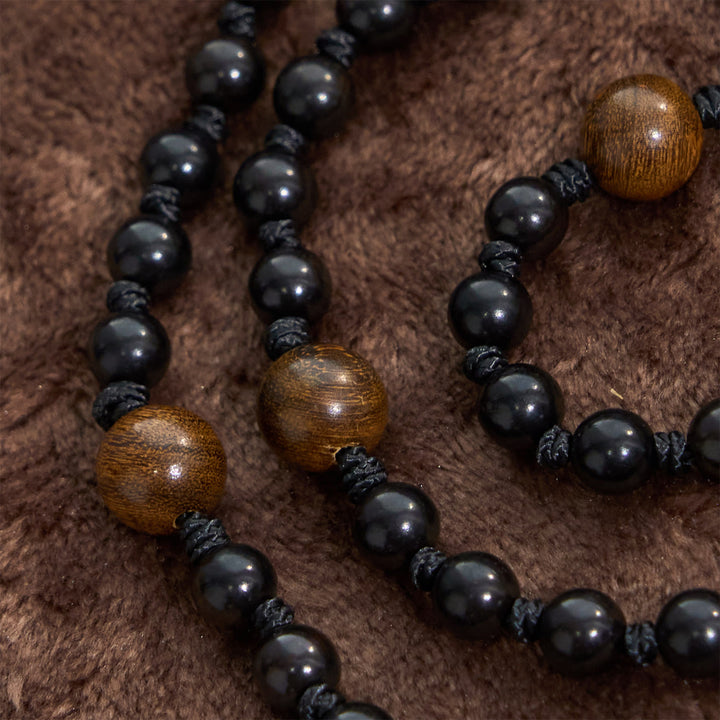 Christianartworkshop St. Benedict Medal & Crucifix of Black Wooden Round Beads Blessed Devotion Rosary