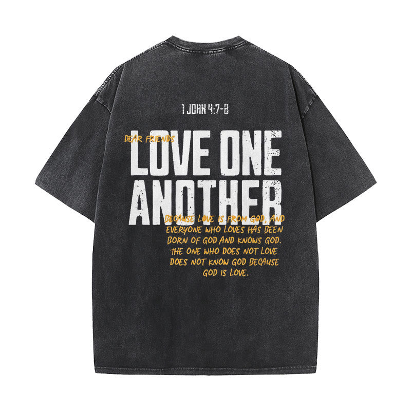 Christianartworkshop Love One Another Unisex Washed T-Shirt - Black - 5XL - image 0