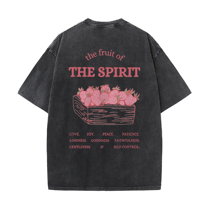 Christianartworkshop Fruit Of The Spirit Unisex Washed T-Shirt - Black - 5XL - image 0