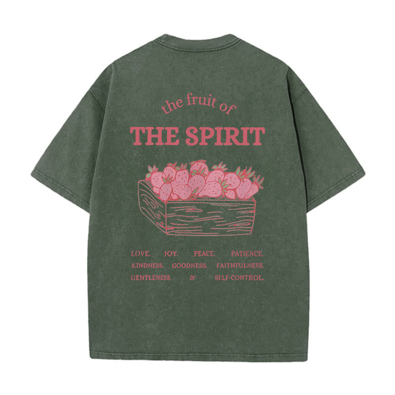 Christianartworkshop Fruit Of The Spirit Unisex Washed T-Shirt - Army Green - 5XL - image 7