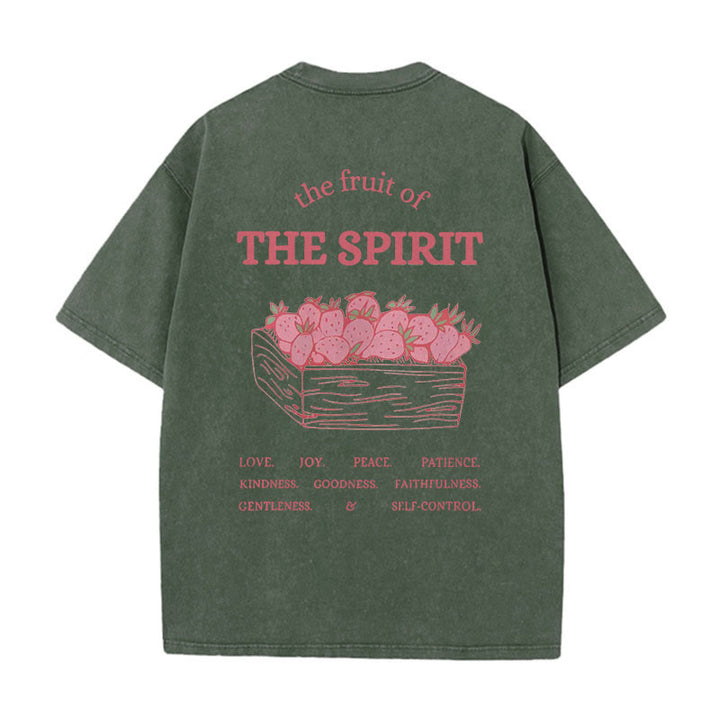 Christianartworkshop Fruit Of The Spirit Unisex Washed T-Shirt - Army Green - 5XL - image 7