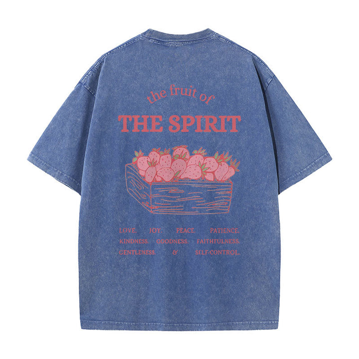 Christianartworkshop Fruit Of The Spirit Unisex Washed T-Shirt - Blue - 5XL - image 3