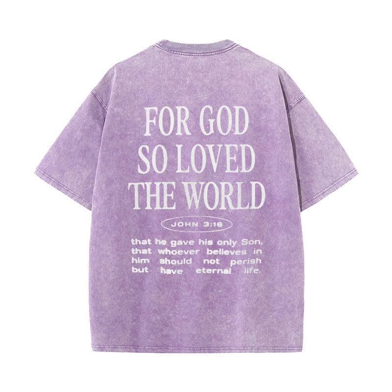 Christianartworkshop "For God So Loved the World" Unisex Washed T-Shirt - Purple - 5XL - image 14