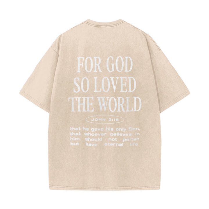 Christianartworkshop "For God So Loved the World" Unisex Washed T-Shirt - Apricot - 5XL - image 12